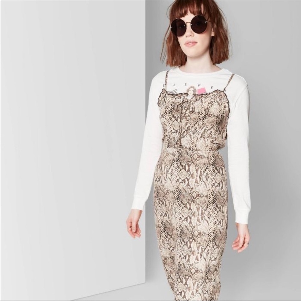 Wild Fable Snakeskin Midi Sleeveless Slip Dress - Picture 5 of 10